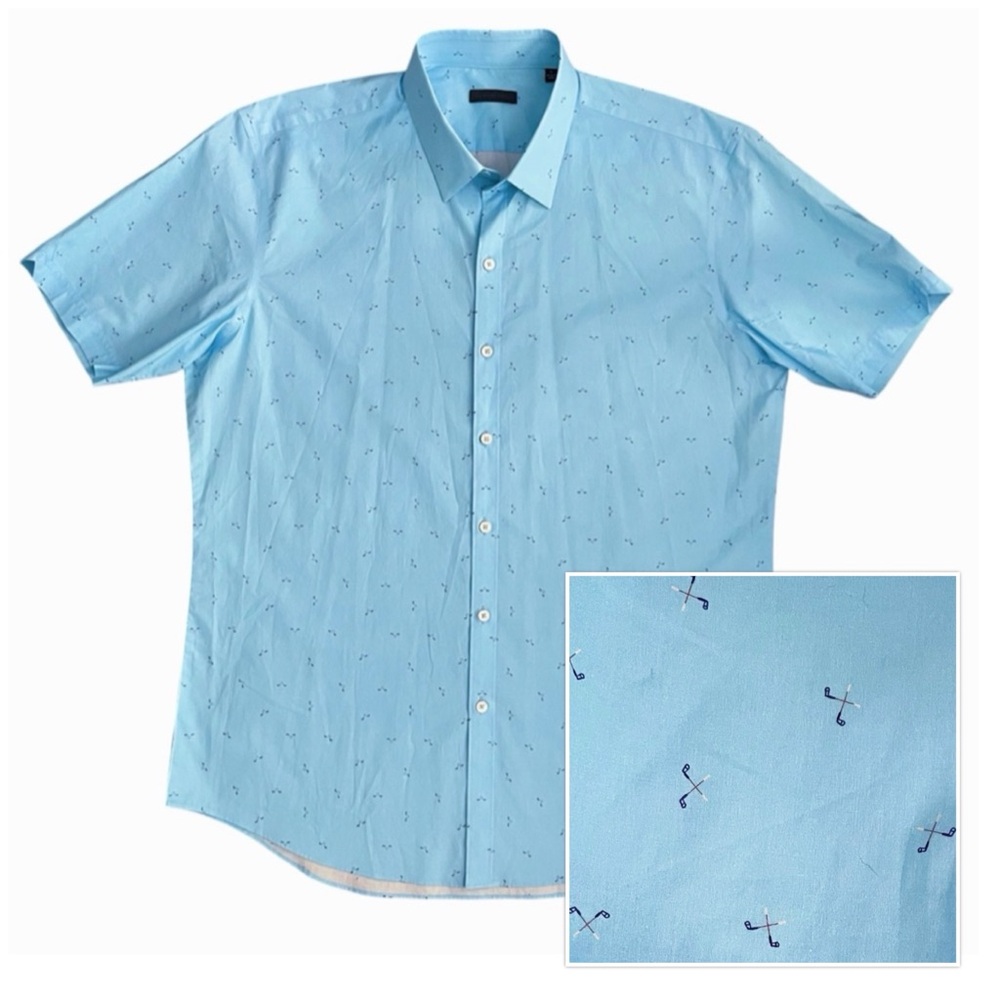 Zachary Prell Golf Printed Button Down Short Sleeve Top Shirt